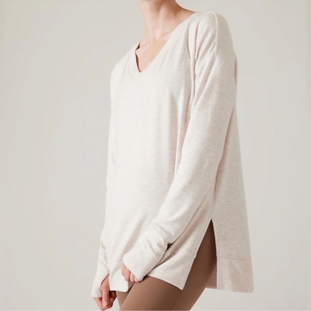 Athleta Cream V-Neck Sweater